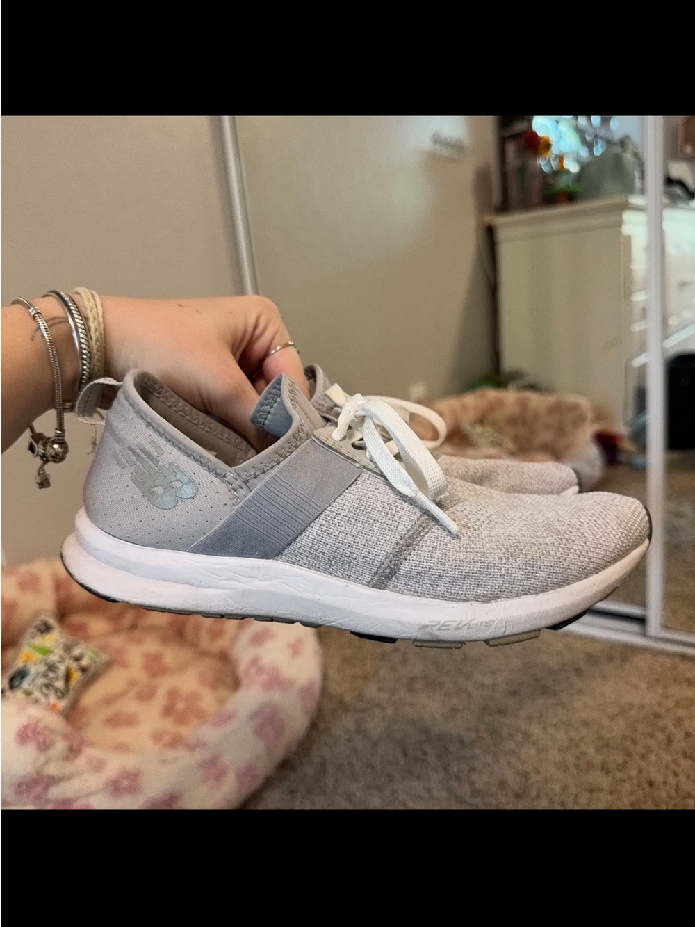 New Balance Grey & White Sneakers